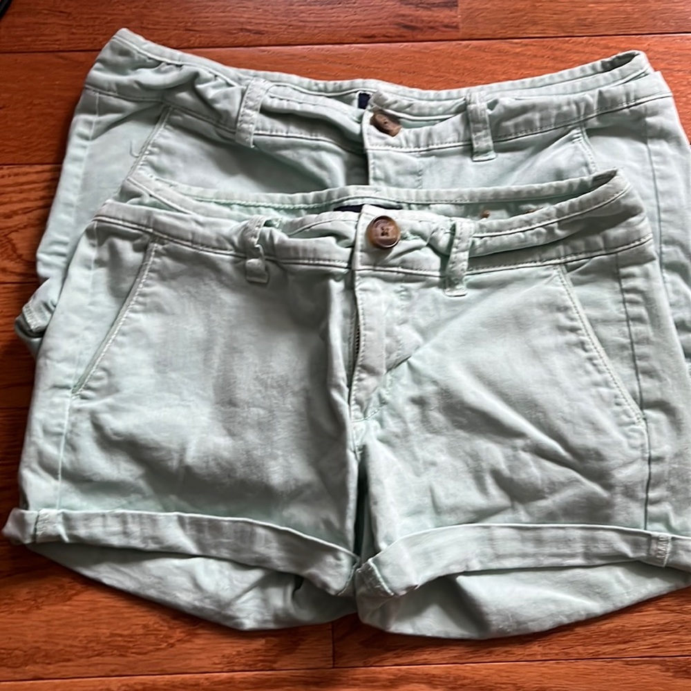 Mint green midi shorts